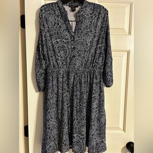 Robert Louis Navy and White Geometric Dress - worn only ONCE!